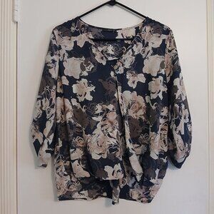 West Kei Faux Wrap Roll Bottom Blouse Size Large